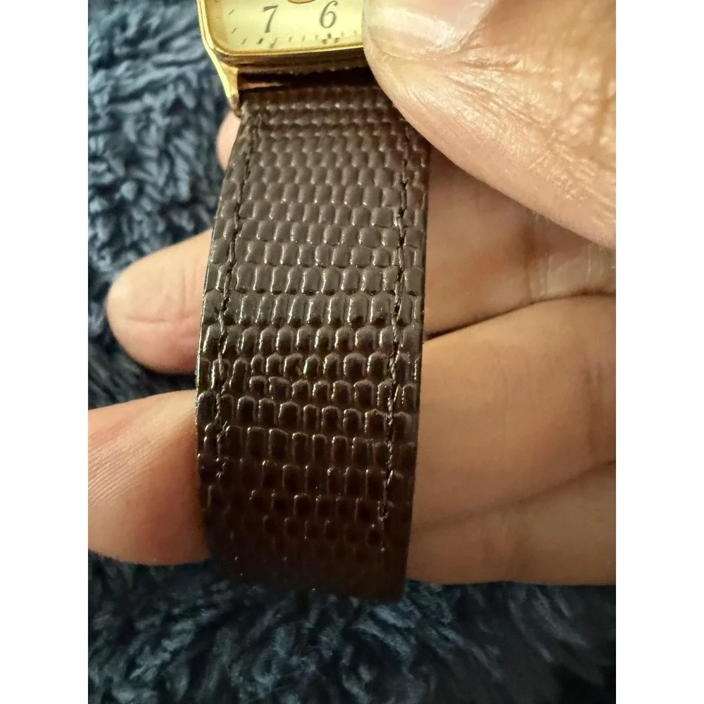 Lorus‎ Mickey Mouse Watch Gold Tone Rectangular V515-5308 RMF258 Brown Leather